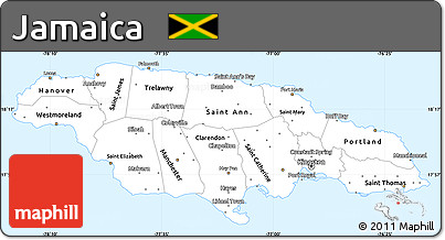 Silver Style Simple Map of Jamaica