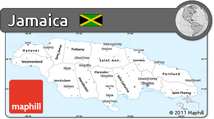 Silver Style Simple Map of Jamaica, single color outside