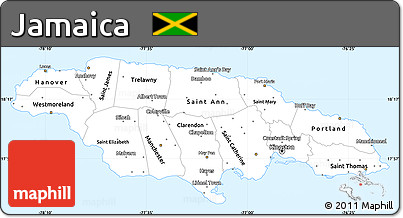 Silver Style Simple Map of Jamaica, single color outside