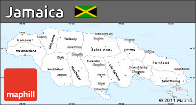 Silver Style Simple Map of Jamaica, single color outside