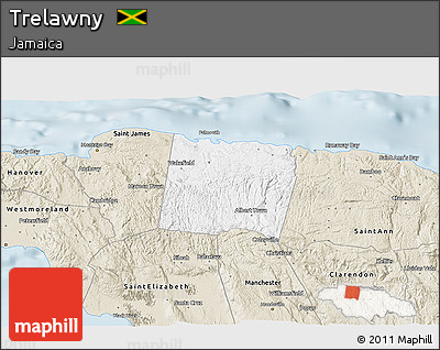 Classic Style 3D Map of Trelawny