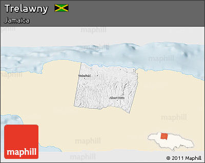 Classic Style 3D Map of Trelawny, single color outside