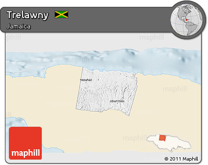 Classic Style 3D Map of Trelawny, single color outside