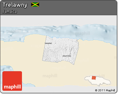 Classic Style 3D Map of Trelawny, single color outside