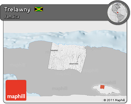Gray 3D Map of Trelawny, single color outside