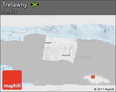 Gray 3D Map of Trelawny, single color outside
