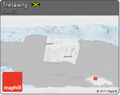 Gray 3D Map of Trelawny, single color outside