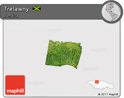 Satellite 3D Map of Trelawny, cropped outside
