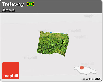 Satellite 3D Map of Trelawny, cropped outside