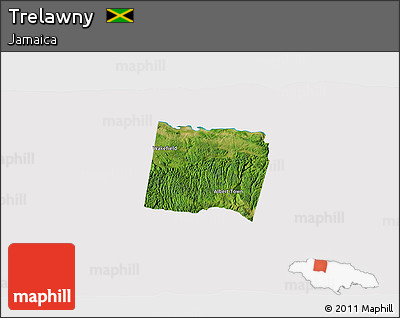 Satellite 3D Map of Trelawny, cropped outside