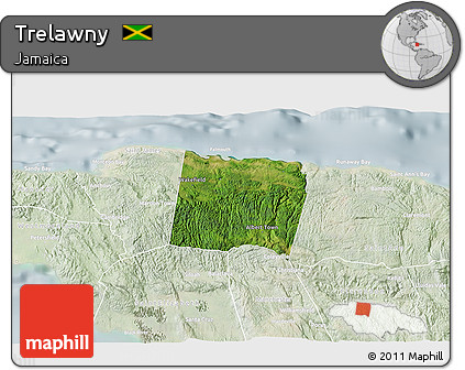 Satellite 3D Map of Trelawny, lighten