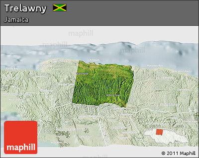 Satellite 3D Map of Trelawny, lighten