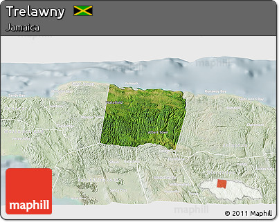 Satellite 3D Map of Trelawny, lighten