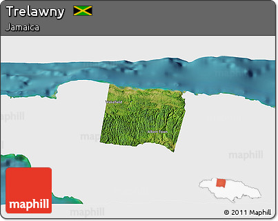 Satellite 3D Map of Trelawny, single color outside
