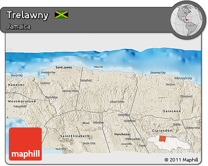 Shaded Relief 3D Map of Trelawny