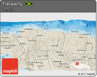 Shaded Relief 3D Map of Trelawny