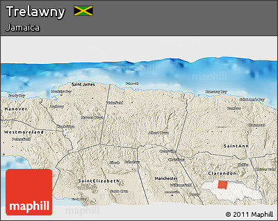 Shaded Relief 3D Map of Trelawny