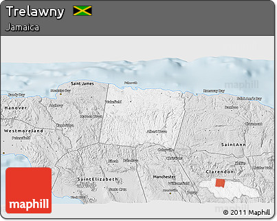 Silver Style 3D Map of Trelawny