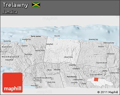 Silver Style 3D Map of Trelawny
