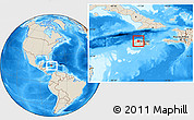 Shaded Relief Location Map of Trelawny, within the entire country