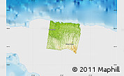 Physical Map of Trelawny, single color outside