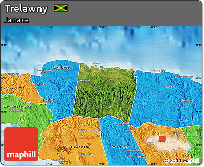 Satellite Map of Trelawny, political outside