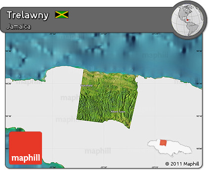 Satellite Map of Trelawny, single color outside