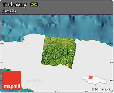 Satellite Map of Trelawny, single color outside