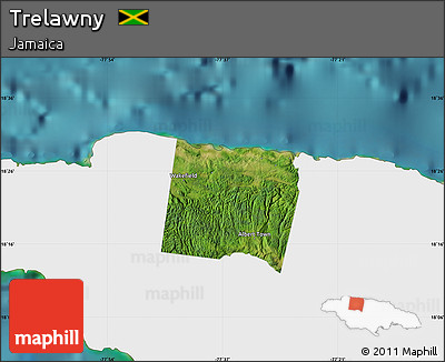 Satellite Map of Trelawny, single color outside