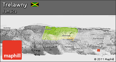 Physical Panoramic Map of Trelawny, desaturated