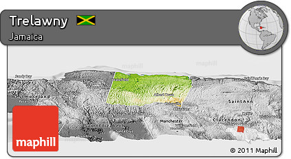 Physical Panoramic Map of Trelawny, desaturated