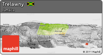 Physical Panoramic Map of Trelawny, desaturated
