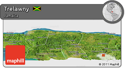 Satellite Panoramic Map of Trelawny
