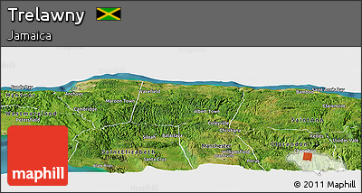 Satellite Panoramic Map of Trelawny