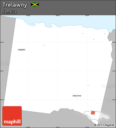 Gray Simple Map of Trelawny, single color outside