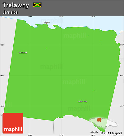Political Simple Map of Trelawny, single color outside, borders and labels