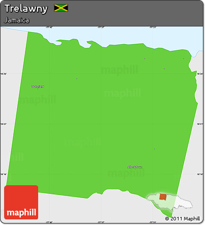 Political Simple Map of Trelawny, single color outside