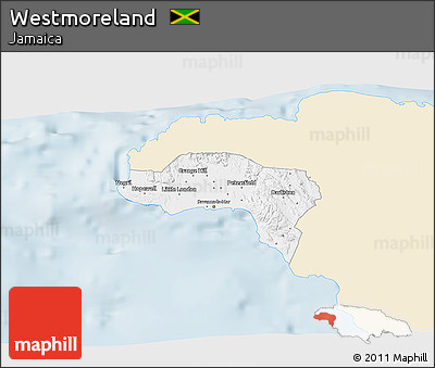 Classic Style 3D Map of Westmoreland, single color outside