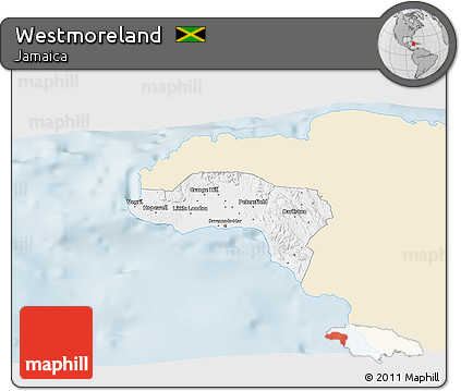 Classic Style 3D Map of Westmoreland, single color outside