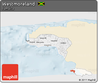 Classic Style 3D Map of Westmoreland, single color outside