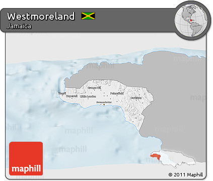 Gray 3D Map of Westmoreland, single color outside