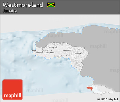 Gray 3D Map of Westmoreland, single color outside