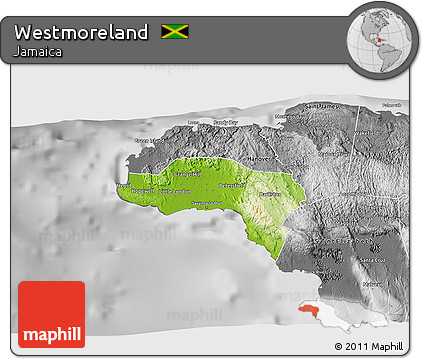 Physical 3D Map of Westmoreland, desaturated