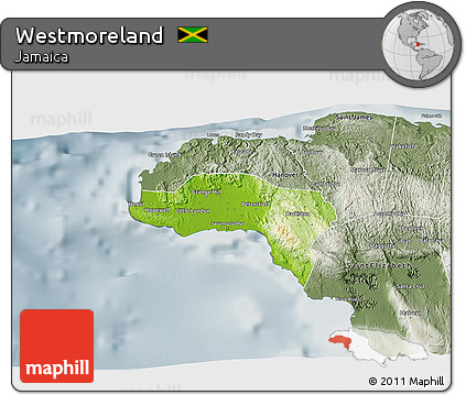 Physical 3D Map of Westmoreland, semi-desaturated
