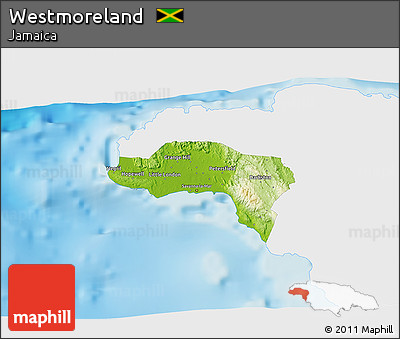 Physical 3D Map of Westmoreland, single color outside