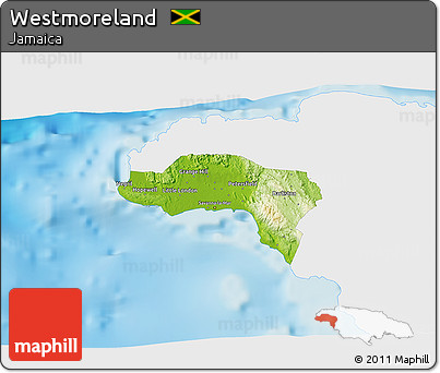 Physical 3D Map of Westmoreland, single color outside