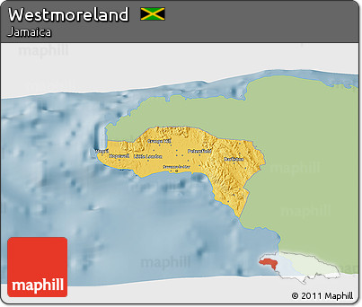 Savanna Style 3D Map of Westmoreland, single color outside