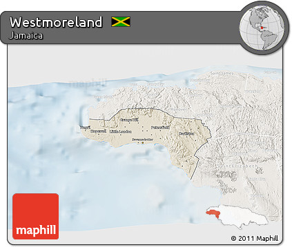 Shaded Relief 3D Map of Westmoreland, lighten