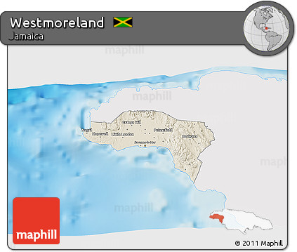Shaded Relief 3D Map of Westmoreland, single color outside