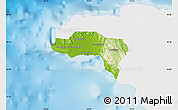 Physical Map of Westmoreland, single color outside